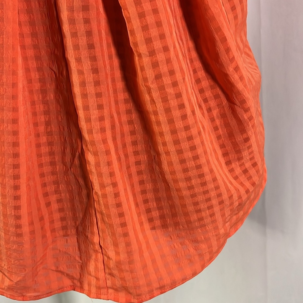 NWT Anthropologie Deletta Orange Gingham Mixed Media High Low Top - Picture 14 of 16